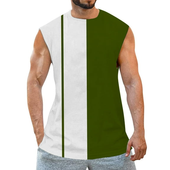 Tank Tops Men Mens Workout Tank Tops Muscle Cut Off Sleeveless Gym Cotton T-Shirts(Green,L)