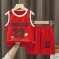 thumbnail image 2 of Kaprioy Baby Toddler Boy Outfits Clothes Summer Kids Basketball Performance Tank Top Short Sleeve Shirt Shorts Set, 2 of 4