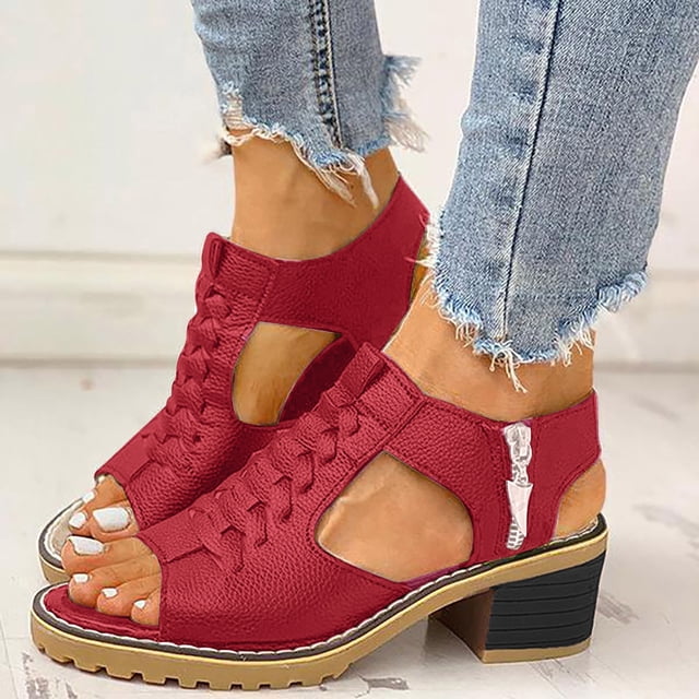 Latrodar Peep-Toe Talons pour Femmes Sandales Confort Intérieur Extensible Sandales de Plage à Enfiler Bout Rond Chaussures Talon Plat (O"-1) Sandales Moyennes Solides pour Femmes Cadeaux de Vacances Anniversaire pour Femmes