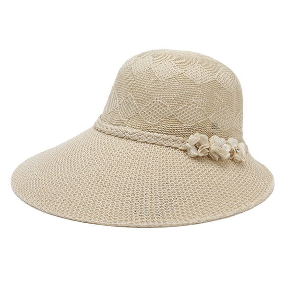 Delayuji Visor hat for women Floral Floppy Foldable 13.5cm Wide Brim Adjustable Chin Strap sun hats Fishing Gardening Portable Outdoor Hat Summer Hats