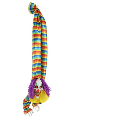 Haunted Hill Farm 47 in Animatronic Hanging Upside Down Clown with Lights and Sound, Halloween Decoration, HHCLOWN-39HLSA