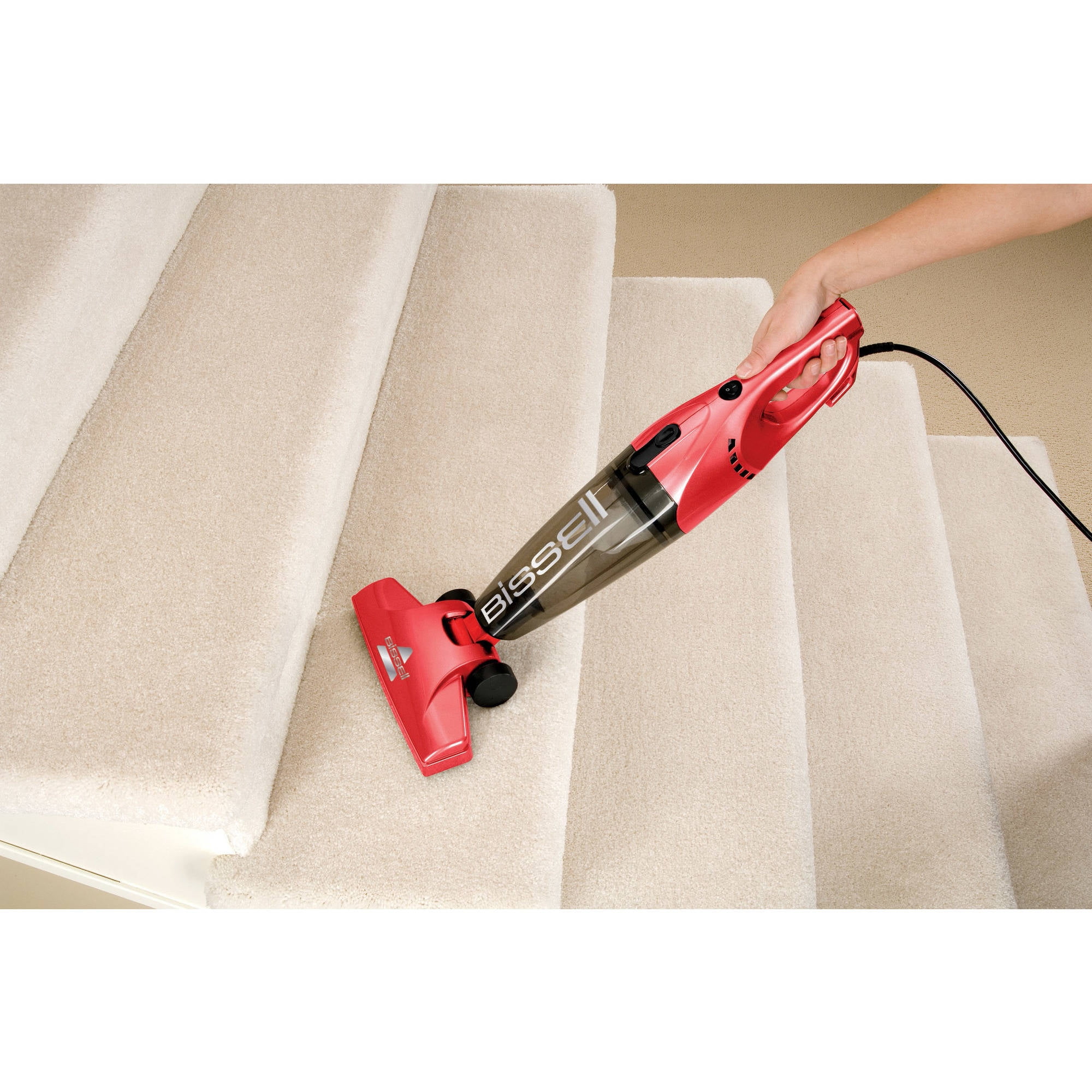 Bissell 1059Z - 3 in 1 Lightweight Stick Hand Vacuum Cleaner, Corded - Convertible to Handheld Vac, Red