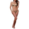 thumbnail image 2 of Conjuntos de bikini de color contrastante para mujeres INSPIRE CHIC, 2 piezas, top de tirantes espagueti y parte inferior triangular, trajes de baño en marrón medio-beige, 2 of 5