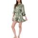 thumbnail image 1 of INSPIRE CHIC Pijamas de satén para mujer, con mangas de 3/4, cinturilla ajustable, batas de descanso, talla M, verde guisante, 1 of 5