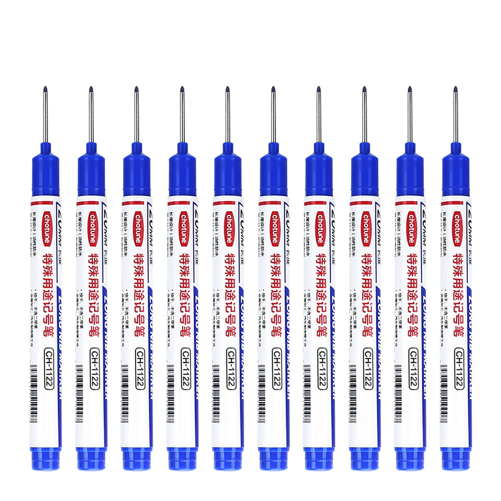 10PCS Long Head Deep Hole Marker Pens 20mm Deep Reach Markers Long Nose Marker Construction Markers Marking Tool Markers Carpenter Ink Marker Pens Metal Marking Pen 8ml