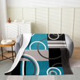 thumbnail image 2 of Modern Turquoise Decor Blanket Gray Black Blue Stripe Geometric Throw Blanket Throw 50x60 Retro Circle Swirls Fleece Blanket Modern Abstract Texture Color Art Bed Blanket, 2 of 5