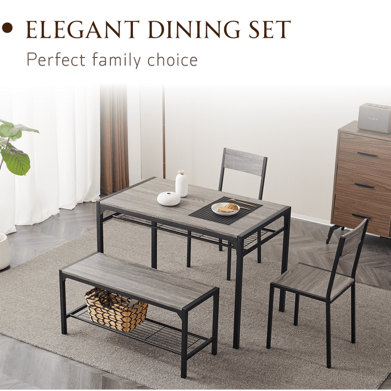 Ktaxon 4-Piece Kitchen Small Breakfast Nook Dining Table Set, with