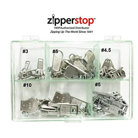 Zipper Repair Kit Solution Metal YKK Assorted Aluminum Slider Easy  Container Storage Sets of #3, #4.5, #5, and #10 Include #3, #4.5, #5 and  #10 Top 