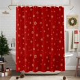 thumbnail image 2 of Christmas Shower Curtain Xmas Golden Snowflake Bathroom Curtains with Hooks, Waterproof Fabric Snow Red Bath Shower Curtains Set for Bathroom Bathtubs Xmas Decor 72x72 Inch, 2 of 9