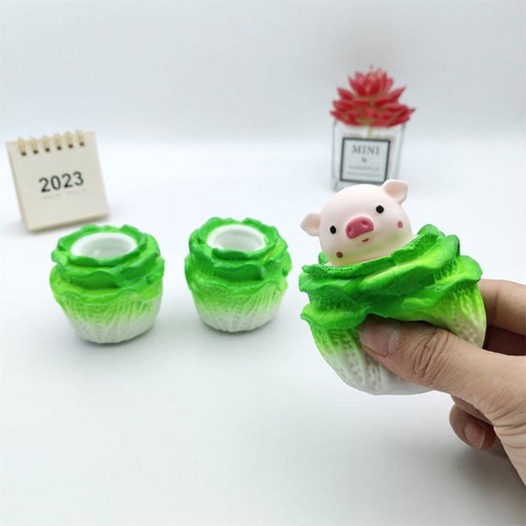 Cabbage Rabbit Squeeze Cup, Animal-Shaped Stress Relief Toy, Soft TPR Decompression Gadget, Anxiety Relaxation Tool, Unique Desk Decor Conversation Starter