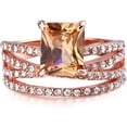 thumbnail image 3 of PillyBalla Aoyuexi Trendy Stacking Ring,Simple Temperament Diamond Geometric Square Rose Gold Ring Jewelry, Geometric Square Topaz Rose - 2pcs, 3 of 5
