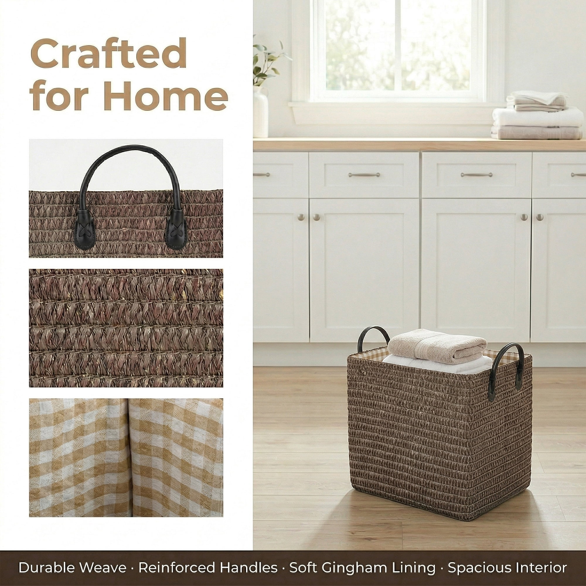 Unique Bargains Compactable Woven Storage Basket Storage Bin Coffee 13.8*10.2*11.8in