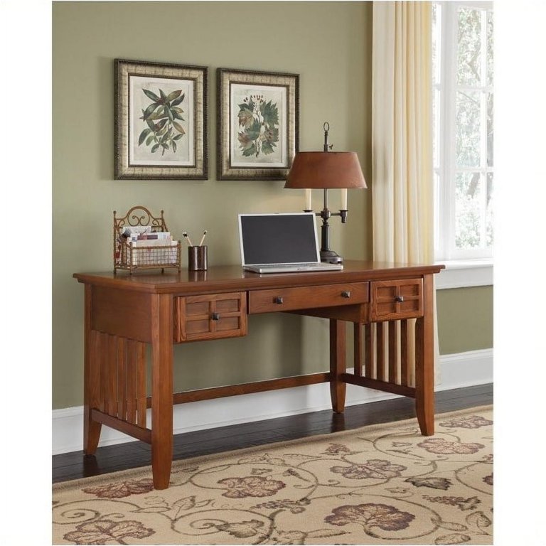 Bowery Hill Wood/Metal Home Office Rectangular Writing Desk in Dark  Oak/Black