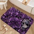 thumbnail image 3 of 1pc Purple Roses and Silver Skull Absorbent Non-Slip Bathroom Thickened Flannel Rug Decor,Soft,Quick Drying,Suitable For Indoor/outdoor Use,Bathrooms,Bedrooms,Kitchens,Terrace,Laundry Rooms,16"x24", 3 of 9