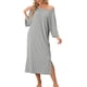 thumbnail image 4 of Camisones de noche para mujeres INSPIRE CHIC, con mangas 3/4, vestido de pijama XL en gris, 4 of 6