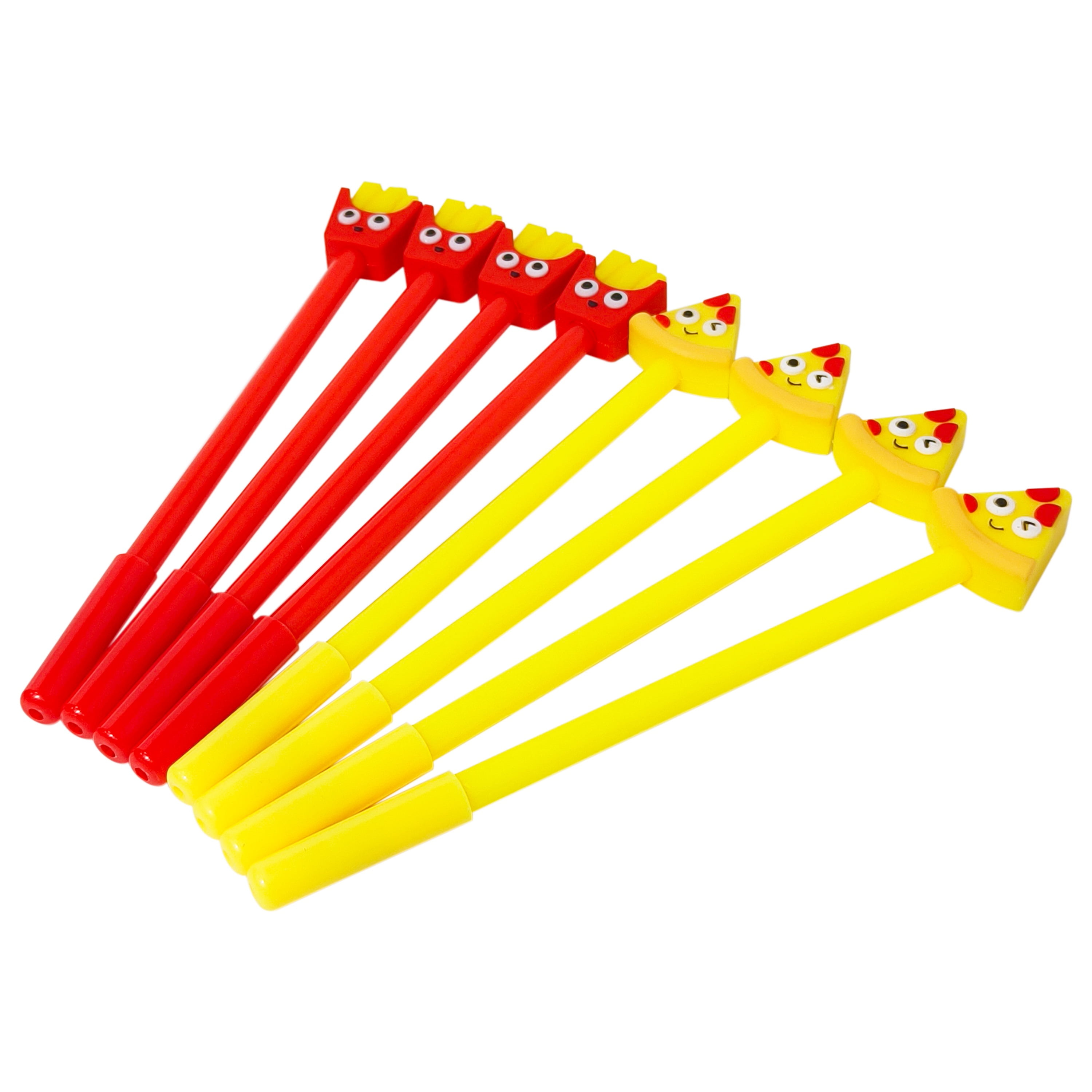 French Fry and Pizza Novlety Pens, 8 Pack, Simply Sweet Brand