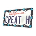 thumbnail image 2 of Creathome 3D Shining Daisy Heart License Plate Frame from Pure Zinc Alloy Metal Perfect Plate Holder, Matt Black with Blue Glitter, Luminously Heart, 2 of 8