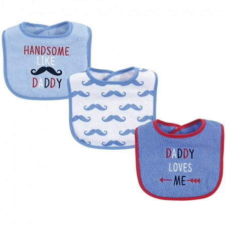 

Luvable Friends Baby Boy Cotton Drooler Bibs with Fiber Filling 3pk Blue Boy Daddy One Size