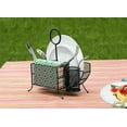 Picnic Plate Napkin Flatware Storage Caddy Organizer Holder, Black