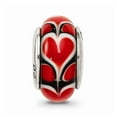 thumbnail image 2 of Fancy Bead White Sterling Silver Glass 13.64 mm 7.27 Reflections Red Heart Hand-Blown Bead, 2 of 3