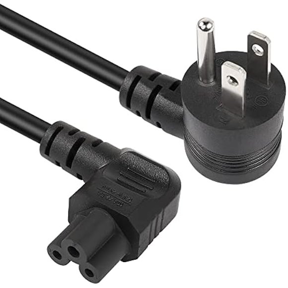 LujingZ GELRHONR Cordon d'Alimentation CA vers IEC320 C5 à 90 Degrés à 3 Broches, 10A 125V Angle de Descente NEMA 5-15P vers 3 Fentes Câble d'Alimentation Universel Mickey Mouse pour Ordinateurs Portables, Télé, Moniteurs - 4,9 Pi (Noir-Droit C5)