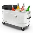 thumbnail image 2 of Permasteel Galvanized Cooler with Wheels, Offers 36-Hours Of Ice Retention, Fits Up To 110 Cans (or 24 Wine Bottles), Heavy Duty Casters, Threaded Drain Plug, Built-In Bottle Opener, 2 of 8