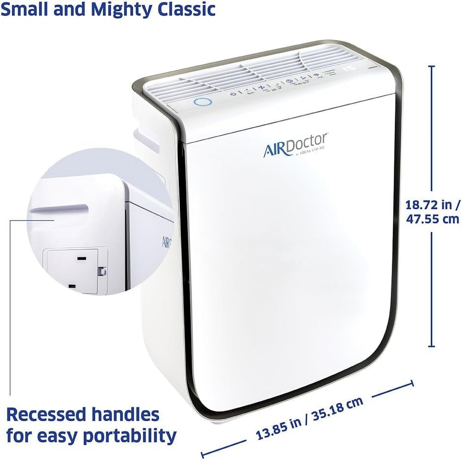Airdoctor 2000i Smart Air Purifier for Small Rooms, Covers 305 Square Feet, 13.85x6.6x18.72 in., White, 1-Pack