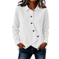 thumbnail image 1 of Tqcoqu Women's Waffle Knit Button Down Shirt,Point Collar Long Sleeve Asymmetric Irregular Hem Loose Casual Blouse Tops,2026 Fall Winter Trendy Clothes,White Women's S-XXL, 1 of 5