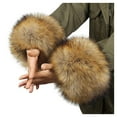 thumbnail image 1 of WEAIXIMIUNG Gants de Compression Femme Imprimé Léopard Poignet Hiver Bandeaux en Fourrure Chauffe-Bras, 1 of 3