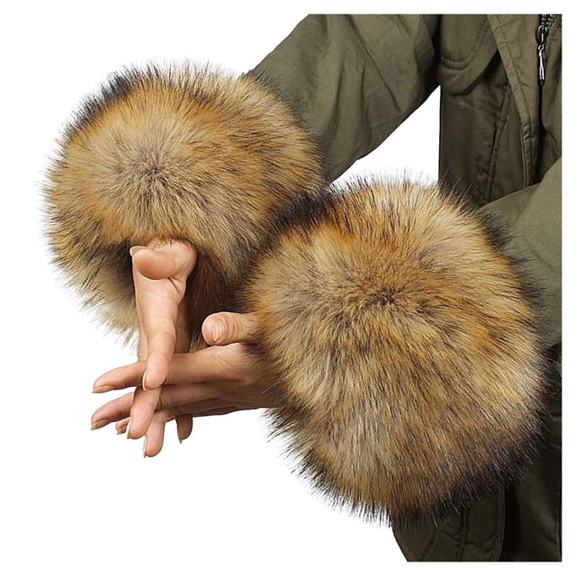 WEAIXIMIUNG Gants de Compression Femme Imprimé Léopard Poignet Hiver Bandeaux en Fourrure Chauffe-Bras