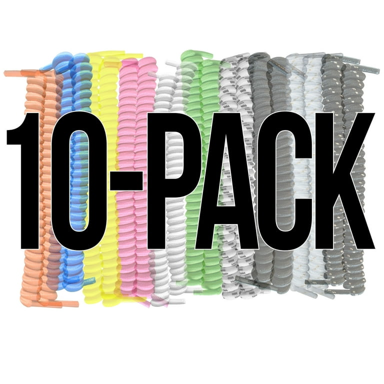 FootMatters Curly No Tie Shoelaces Elastic Spring Laces Multicolor 10 pair