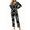 Black White Floral, variant on Anygrew Women's Pajamas Set Long Sleeve Shirts and Long Pants 2 Piece Pjs Sleepwear with Pockets