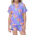 thumbnail image 2 of BOOMNY Toddler Girls 2 Peice Pajamas Sets Graphic Short Sleeve Buttons Sleepwear Tops Shorts Pjs Set for Kids Cozy Loungewear Homewear, 2 of 3