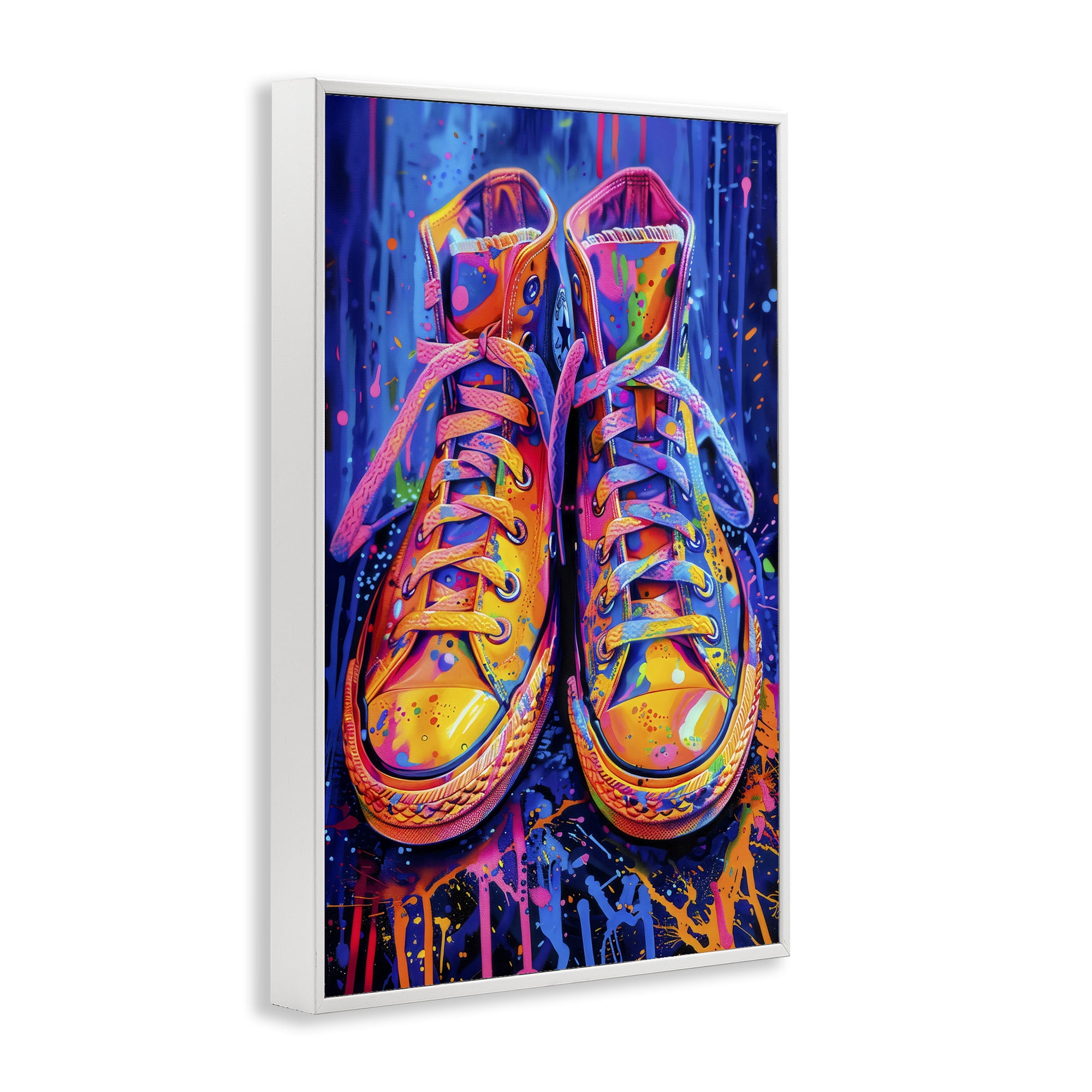Stupell Industries Moody Converse with Neon Splash White Framed Giclee Art, design by Creative Studio