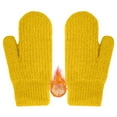 thumbnail image 4 of KHONTS Winter Warm Mittens for Women Knitted Gloves Mittens Warm Soft Lining Gloves Accessories Yellow One Size, 4 of 9
