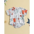thumbnail image 2 of Infant Baby 4th of July Romper Casual Short Sleeve Round Neck Cartoon Print Jumpsuit Newborn Bodysuit Baby Clothing, 2 of 9