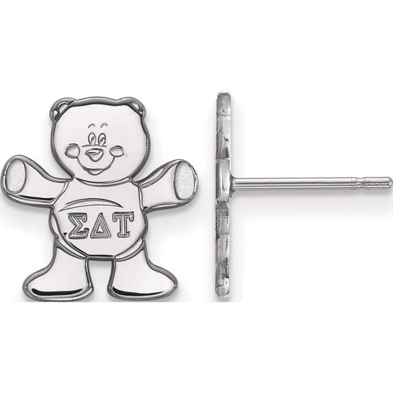 Sterling Silver Rh-Plated Logoart Sigma Delta Tau Xs Post Earrings (12 X 11) Made In United States ss038sdt