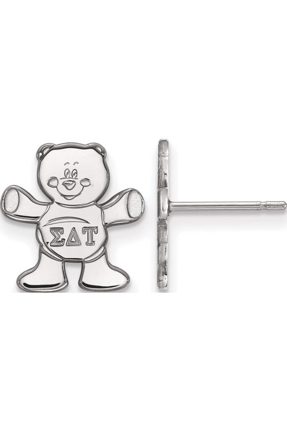 Sterling Silver Rh-Plated Logoart Sigma Delta Tau Xs Post Earrings (12 X 11) Made In United States ss038sdt