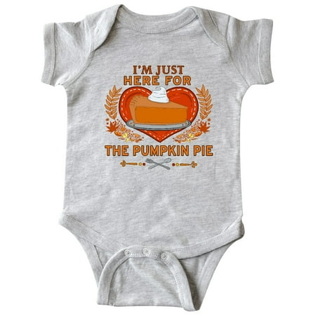 

Inktastic I m Just Here for The Pumpkin Pie with Heart and Leaves Gift Baby Boy or Baby Girl Bodysuit
