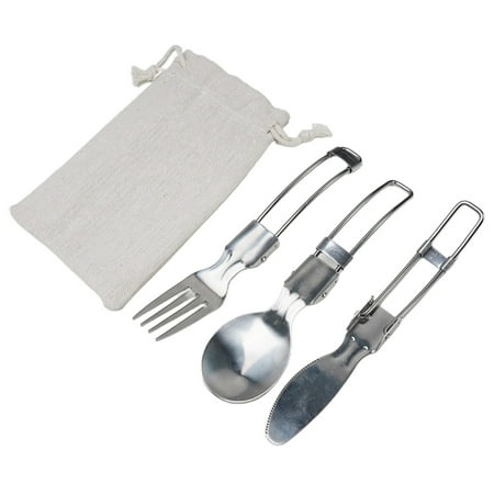 

304 Stainless Steel Foldable Camping Spoon Fork Chopsticks Flatware Utensil Set