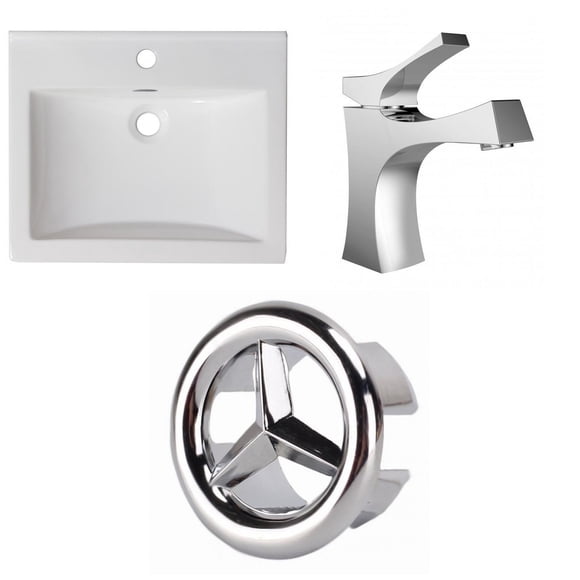 21-in. W 1 Hole Ceramic Top Set In White Color AI-24589
