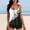 Black, variant on CALAFEBILA 2 Piece Ladies Swimsuit Modest Tankini Beach Floral Print Summer Bathing Suits