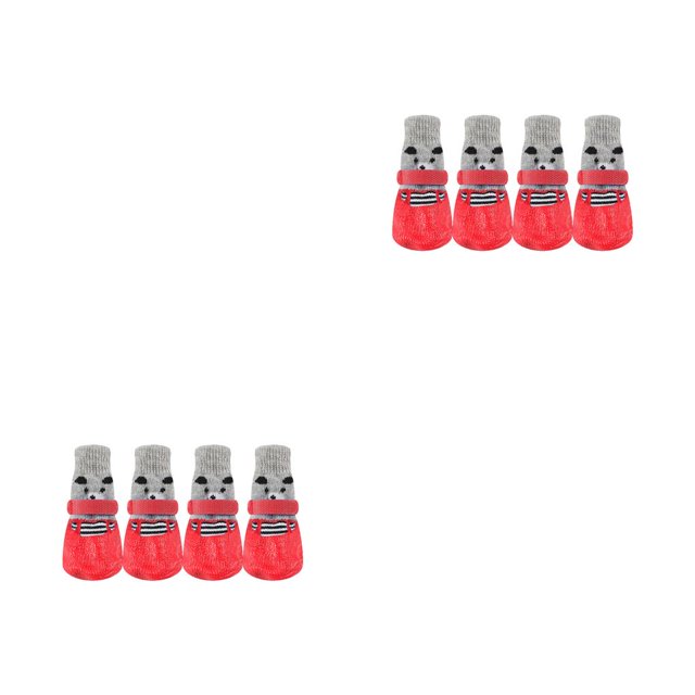 maskred 4 Pcs Chaussures Réfléchissantes pour Animaux Chaussettes Imperméables Bonne Élasticité avec Semelle en Caoutchouc Couvre-Patte Bas Rouge m 2Set
