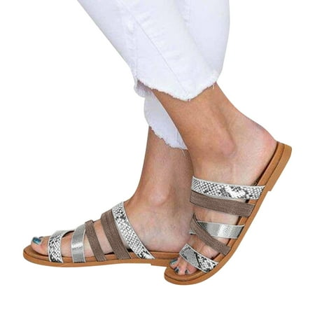 

Christmas Sandals For Women Ladies Fashion Solid Zebras Stripe Flat Slippers Sandals Casual Shoes