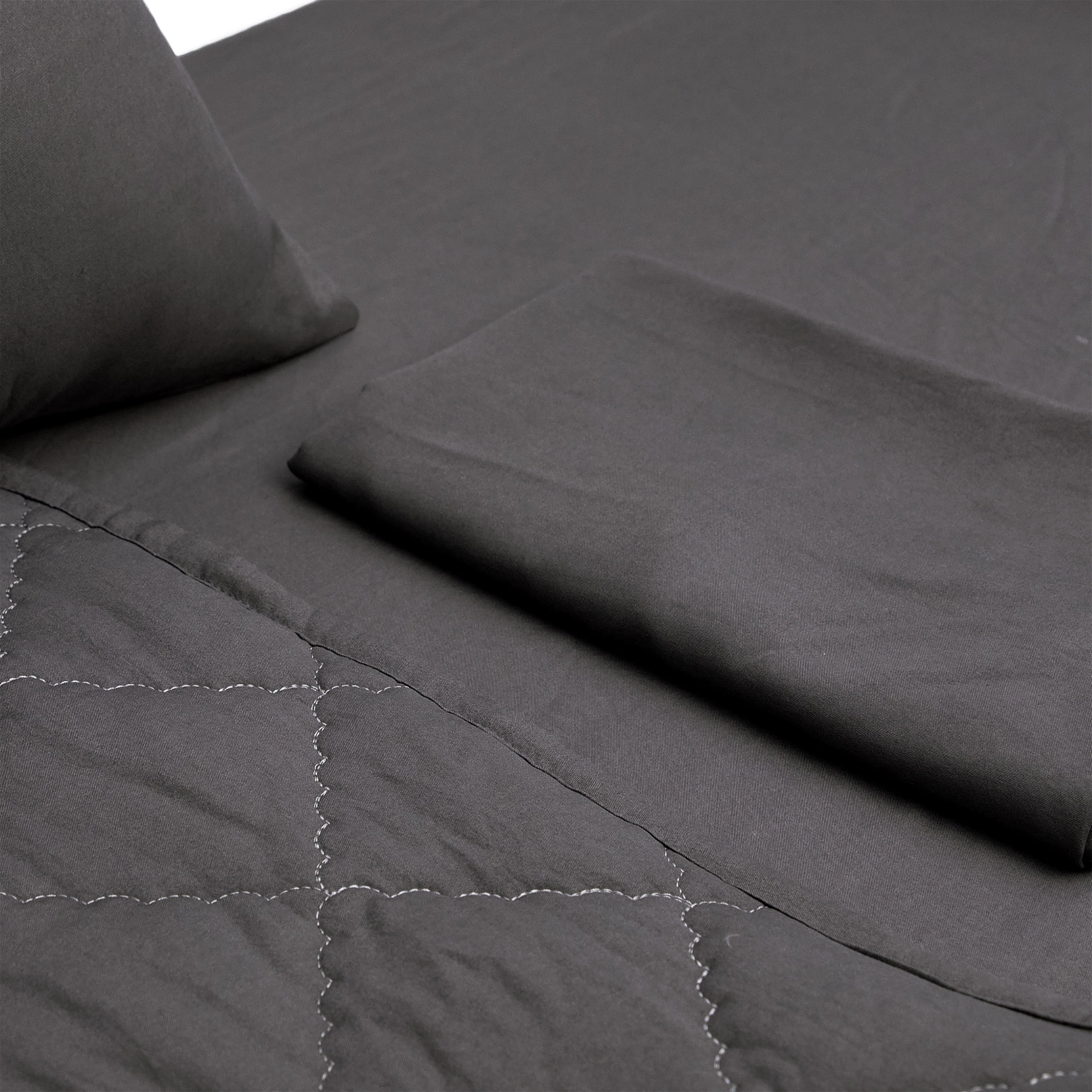 4 Pieces Ultra Soft Microfiber Toddler Bedding Set, Easy Care Crib Sheets Set with Quilt, Toddler Size, Dark Gray
