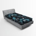 thumbnail image 2 of Ambesonne Tropical Fitted Sheet, Black Palm Leaves Plot, Twin XL Size, Deep Sky Blue Dark Grey, 2 of 5