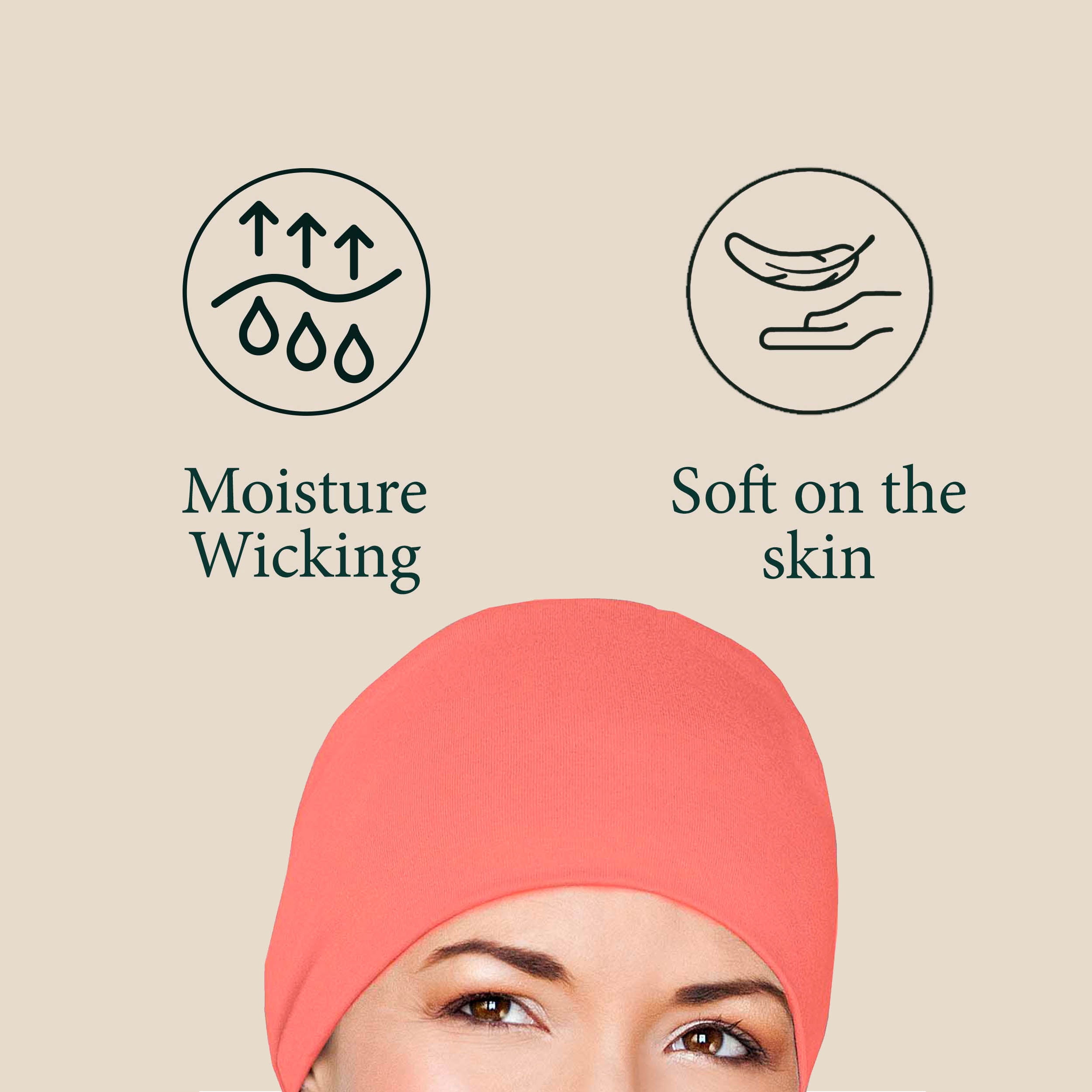 MASUMI Chemo Sleep Hat for Women, Soft Cotton Hats for Ladies, Chemo Headwear Turbans Cap Beanie Cancer Head Coverings with Double Layer (Coral)