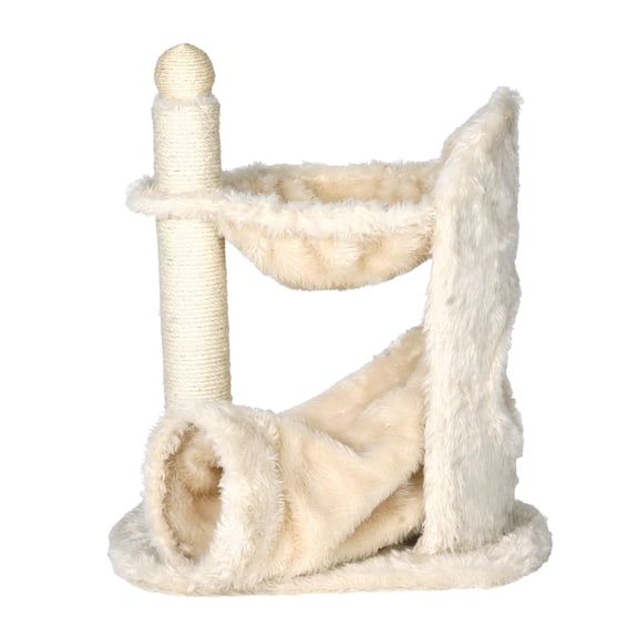 TRIXIE Baza Gandia Plush 26.8" Cat Tree with Sisal Scratching Post-Hammock & Tunnel, Cream