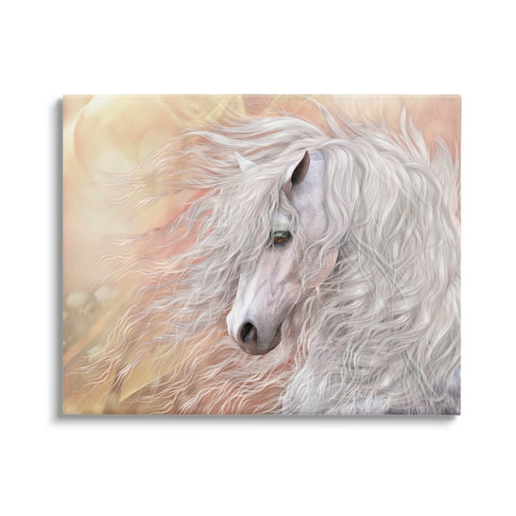 Stupell Industries Primavera White Horse Animals & Insects Painting Gallery Wrapped Canvas Art Print Wall Art, 20 x 16