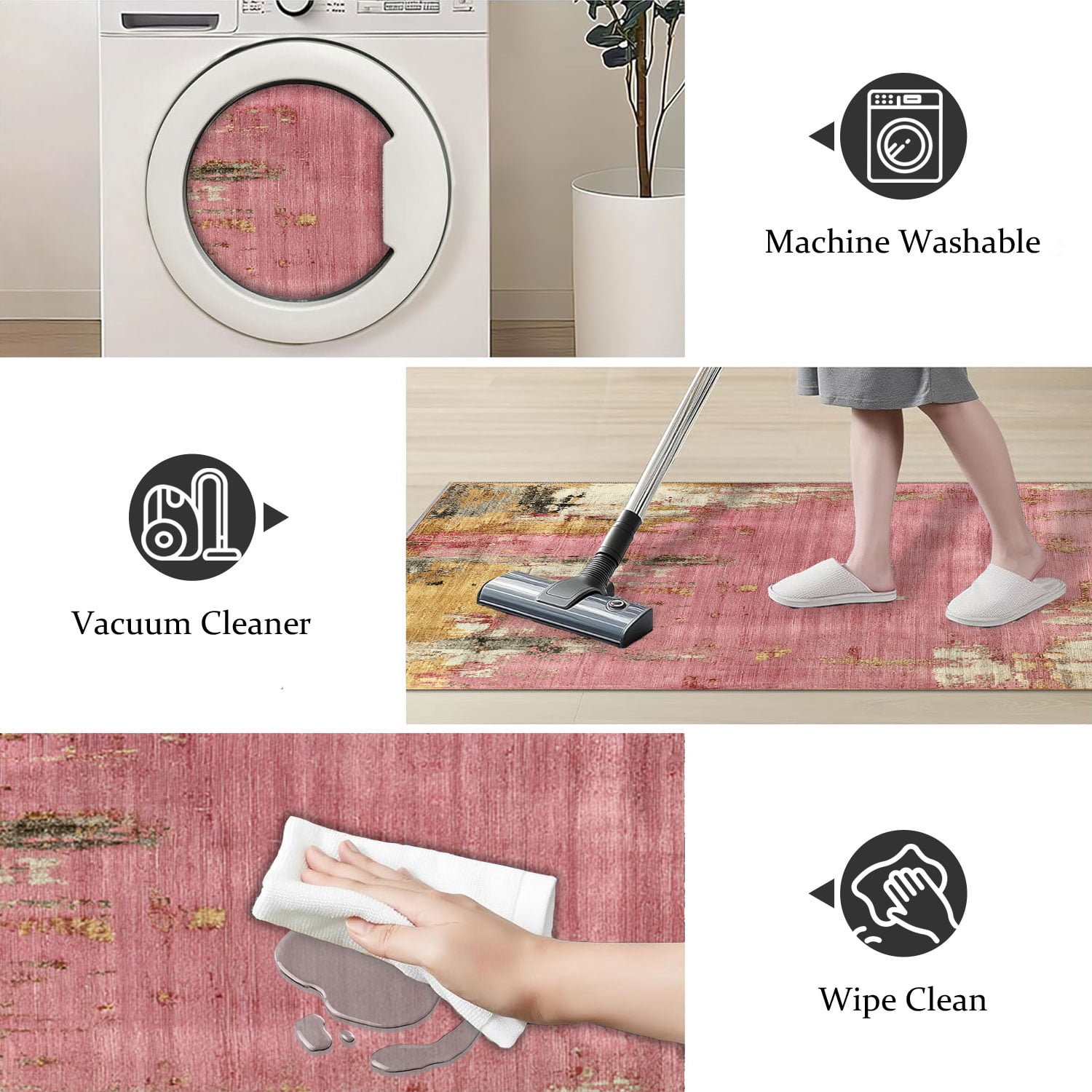 Three-Piece Kitchen Rug Set, Abstract Pattern Kitchen Hallway Rug, Soft And Comfortable, Suitable for Sinks, Floors, Entrances, Hallways, Bathrooms
